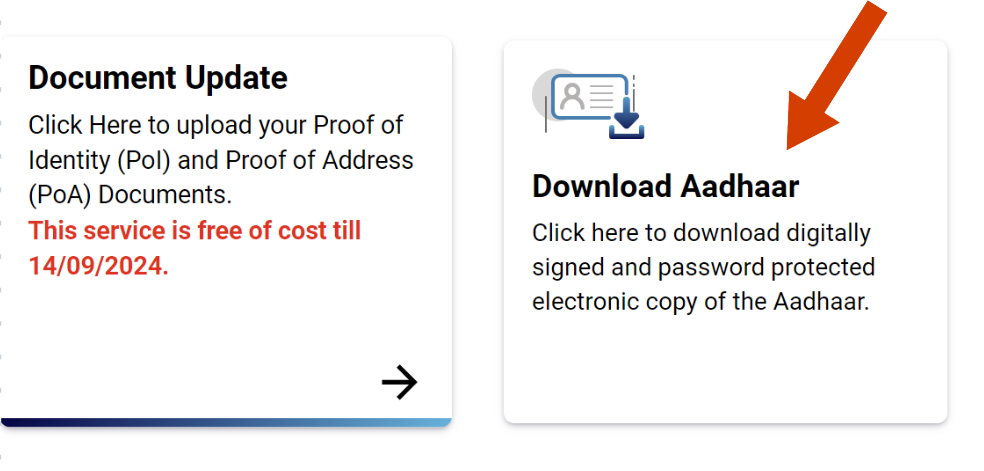 picture showing download aadhaar card option